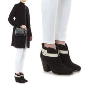 Rag & Bone Black & White Harrow Suede Ankle Booties 8.5